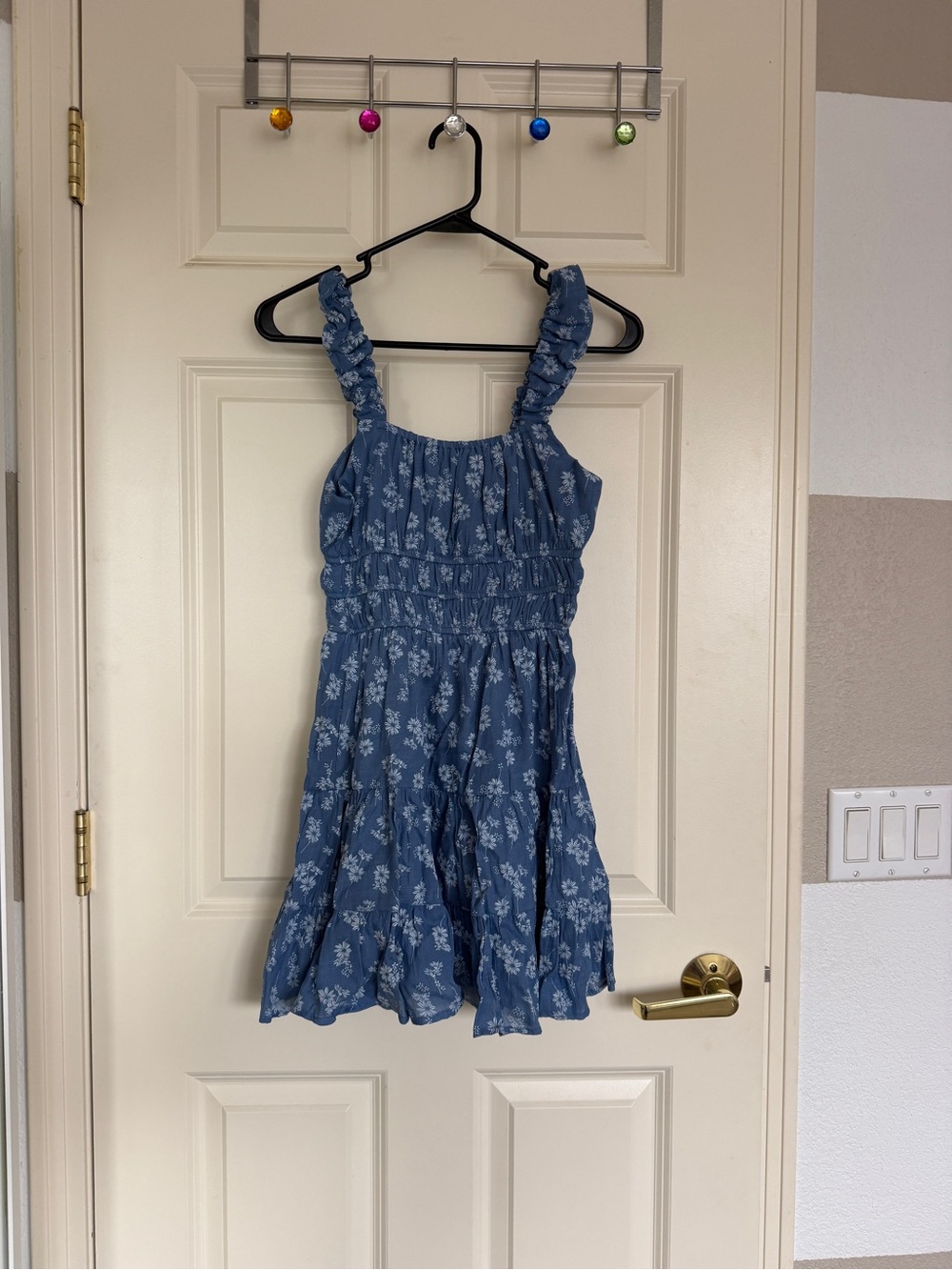 Altar'd State Blue Floral Ruffle Mini Dress
